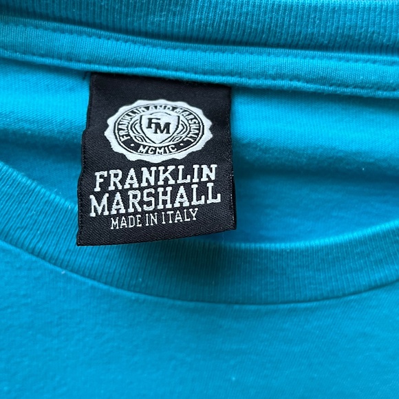 Franklin & Marshall Old School Graphic Tee Shirt, Turquoise, Made in Italy, S - Picture 8 of 11